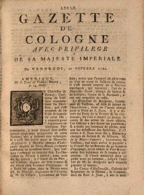 Gazette de Cologne Freitag 22. Oktober 1762