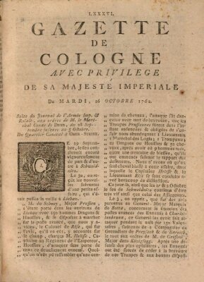 Gazette de Cologne Dienstag 26. Oktober 1762