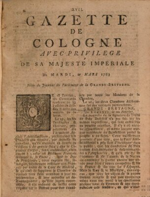 Gazette de Cologne Dienstag 1. März 1763