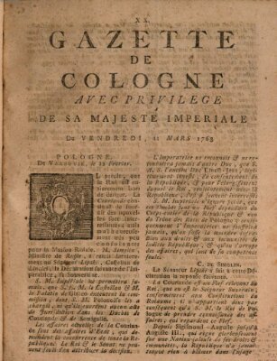 Gazette de Cologne Freitag 11. März 1763