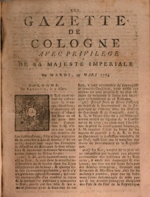 Gazette de Cologne Dienstag 29. März 1763