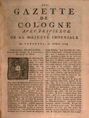 Gazette de Cologne Freitag 1. April 1763