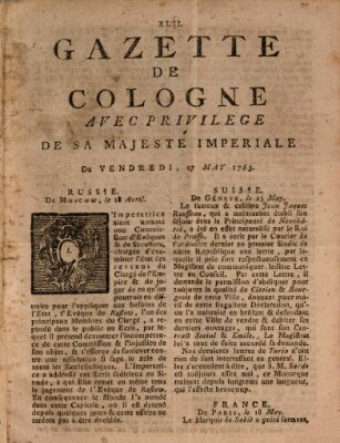 Gazette de Cologne Freitag 27. Mai 1763