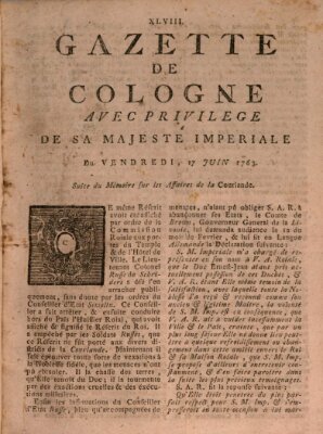 Gazette de Cologne Freitag 17. Juni 1763