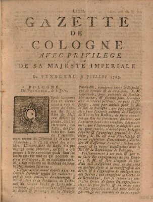 Gazette de Cologne Freitag 8. Juli 1763