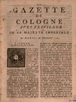 Gazette de Cologne Dienstag 26. Juli 1763