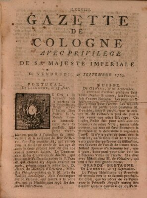 Gazette de Cologne Freitag 30. September 1763