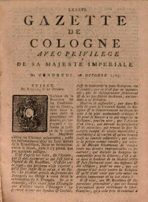 Gazette de Cologne Freitag 28. Oktober 1763