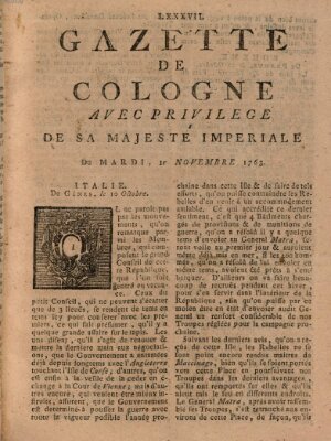 Gazette de Cologne Dienstag 1. November 1763