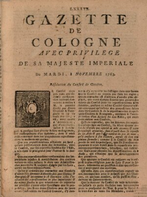 Gazette de Cologne Dienstag 8. November 1763