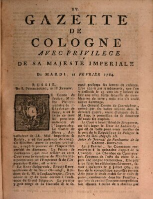 Gazette de Cologne Dienstag 21. Februar 1764