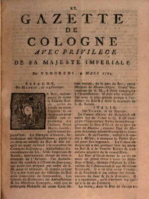 Gazette de Cologne Freitag 9. März 1764