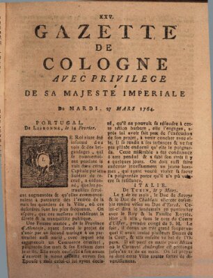 Gazette de Cologne Dienstag 27. März 1764