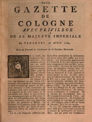 Gazette de Cologne Freitag 20. April 1764