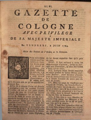 Gazette de Cologne Freitag 8. Juni 1764