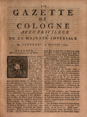 Gazette de Cologne Freitag 6. Juli 1764