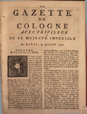 Gazette de Cologne Dienstag 24. Juli 1764