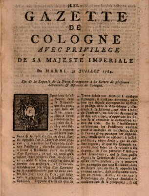 Gazette de Cologne Dienstag 31. Juli 1764