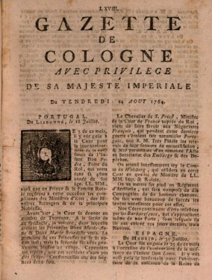 Gazette de Cologne Freitag 24. August 1764