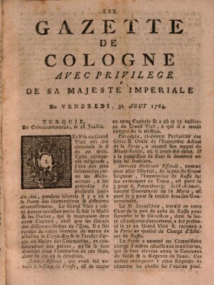 Gazette de Cologne Freitag 31. August 1764