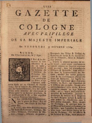 Gazette de Cologne Freitag 5. Oktober 1764