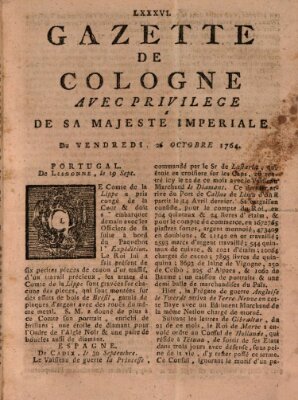 Gazette de Cologne Freitag 26. Oktober 1764