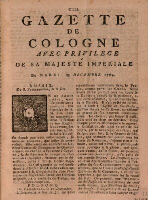 Gazette de Cologne Dienstag 25. Dezember 1764