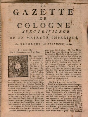 Gazette de Cologne Freitag 28. Dezember 1764