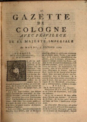 Gazette de Cologne Dienstag 5. Februar 1765