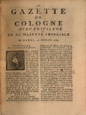 Gazette de Cologne Dienstag 19. Februar 1765