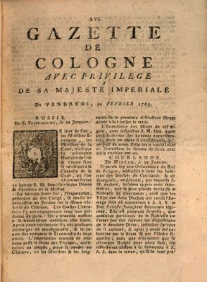 Gazette de Cologne Freitag 22. Februar 1765