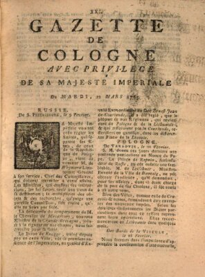 Gazette de Cologne Dienstag 12. März 1765