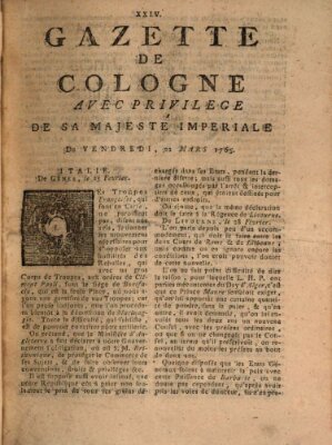 Gazette de Cologne Freitag 22. März 1765