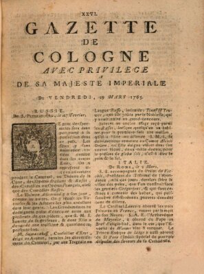 Gazette de Cologne Freitag 29. März 1765