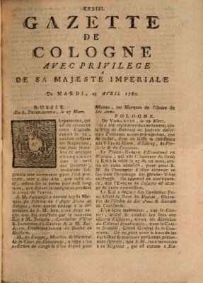 Gazette de Cologne Dienstag 23. April 1765