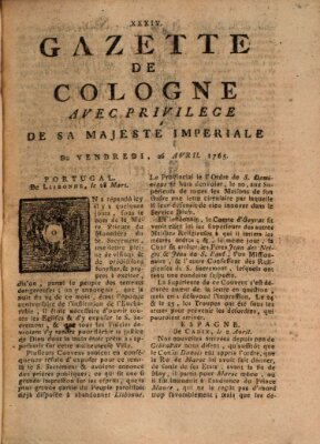 Gazette de Cologne Freitag 26. April 1765