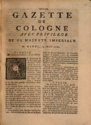 Gazette de Cologne Dienstag 14. Mai 1765