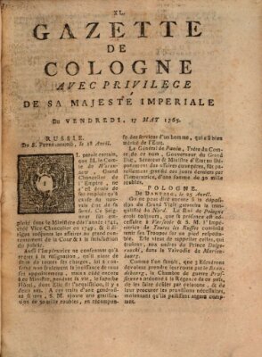 Gazette de Cologne Freitag 17. Mai 1765