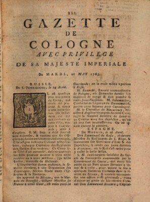 Gazette de Cologne Dienstag 21. Mai 1765