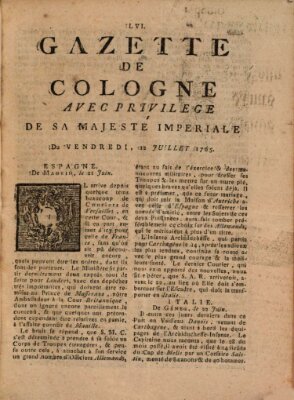 Gazette de Cologne Freitag 12. Juli 1765