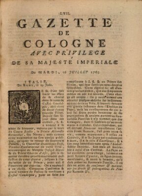 Gazette de Cologne Dienstag 16. Juli 1765