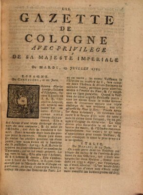 Gazette de Cologne Dienstag 23. Juli 1765