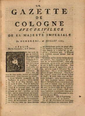 Gazette de Cologne Freitag 26. Juli 1765