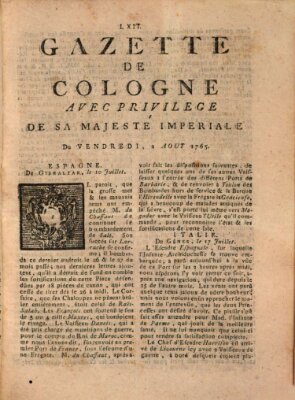 Gazette de Cologne Freitag 2. August 1765