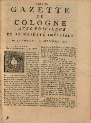 Gazette de Cologne Freitag 27. September 1765