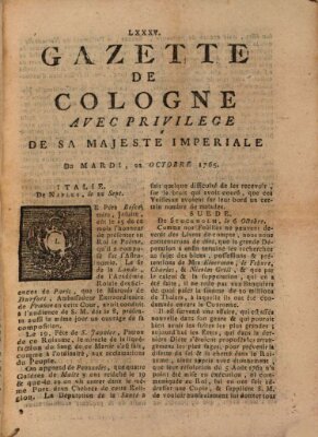 Gazette de Cologne Dienstag 22. Oktober 1765