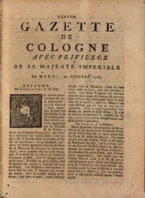 Gazette de Cologne Dienstag 29. Oktober 1765