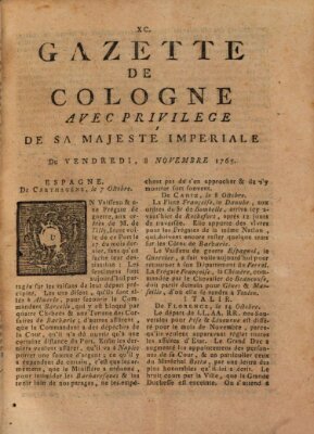 Gazette de Cologne Freitag 8. November 1765