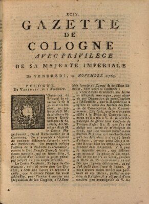 Gazette de Cologne Freitag 22. November 1765