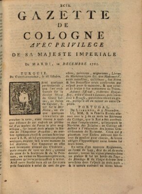 Gazette de Cologne Dienstag 10. Dezember 1765